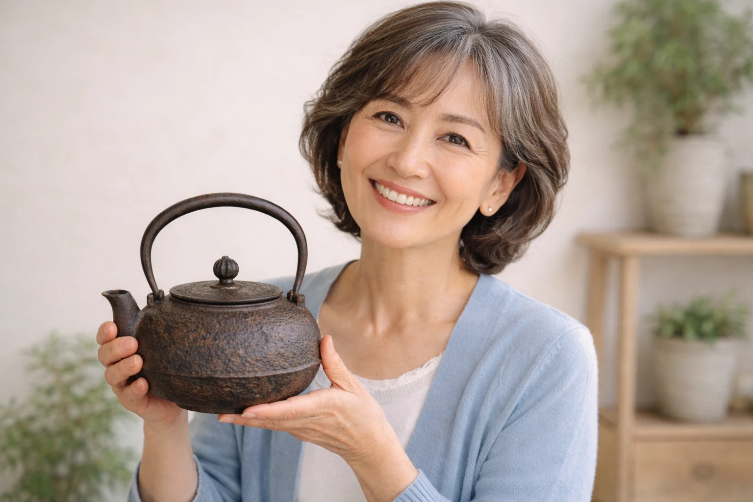 南部鉄器　笑顔
